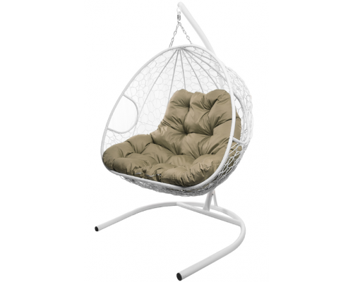 Подвесное кресло с ротангом ''Для Двоих'' Белое